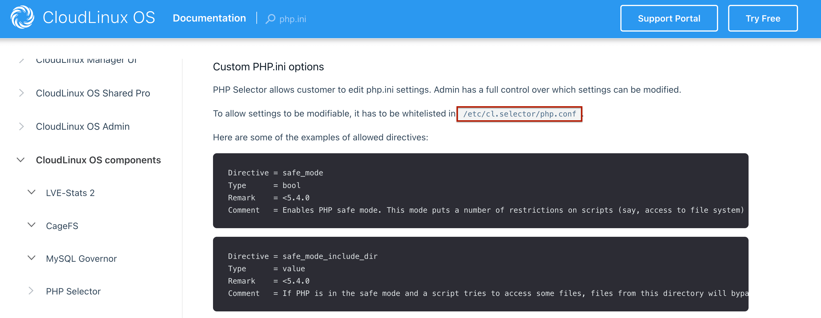 Change PHP.ini default values on CloudLinux PHP Selector 1